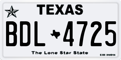 TX license plate BDL4725