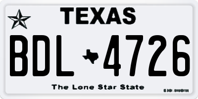 TX license plate BDL4726