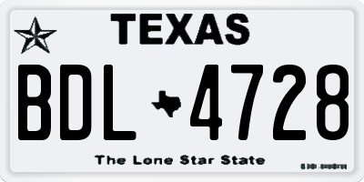 TX license plate BDL4728