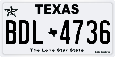 TX license plate BDL4736
