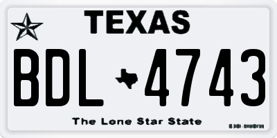 TX license plate BDL4743