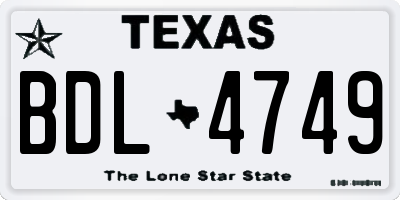TX license plate BDL4749
