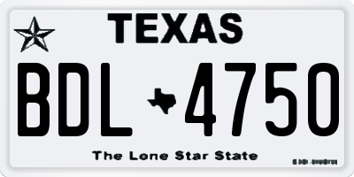 TX license plate BDL4750
