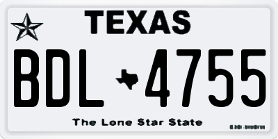 TX license plate BDL4755