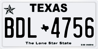 TX license plate BDL4756