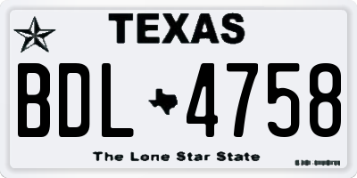 TX license plate BDL4758