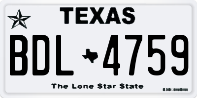 TX license plate BDL4759