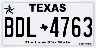 TX license plate BDL4763