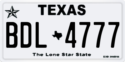 TX license plate BDL4777