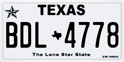 TX license plate BDL4778