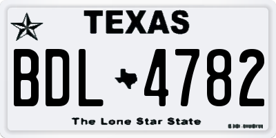 TX license plate BDL4782