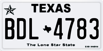 TX license plate BDL4783