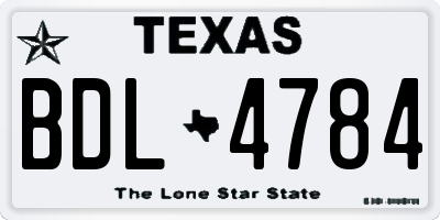TX license plate BDL4784
