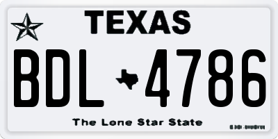TX license plate BDL4786