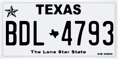 TX license plate BDL4793