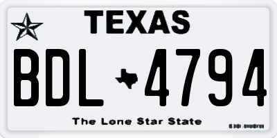 TX license plate BDL4794