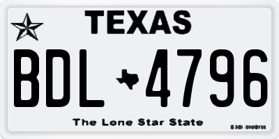 TX license plate BDL4796