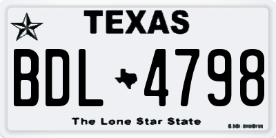 TX license plate BDL4798