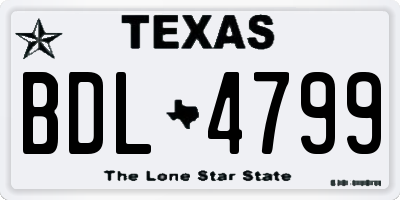 TX license plate BDL4799