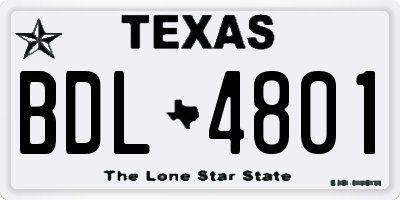 TX license plate BDL4801