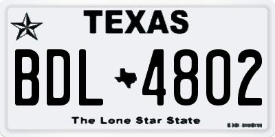 TX license plate BDL4802