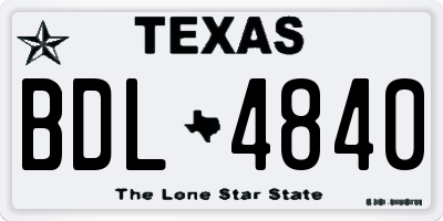 TX license plate BDL4840