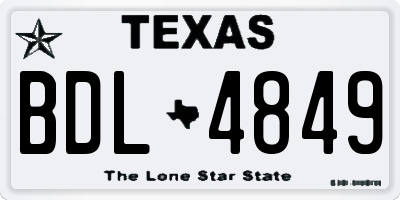 TX license plate BDL4849