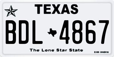 TX license plate BDL4867