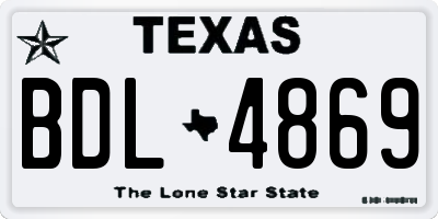 TX license plate BDL4869