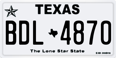 TX license plate BDL4870
