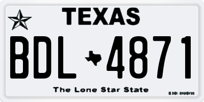TX license plate BDL4871