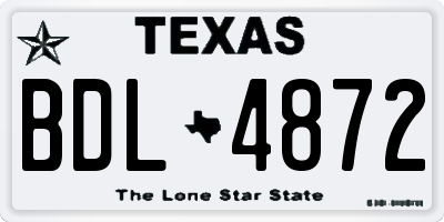 TX license plate BDL4872