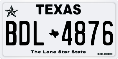 TX license plate BDL4876