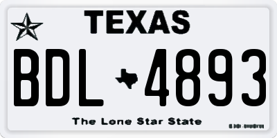 TX license plate BDL4893