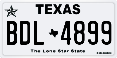 TX license plate BDL4899