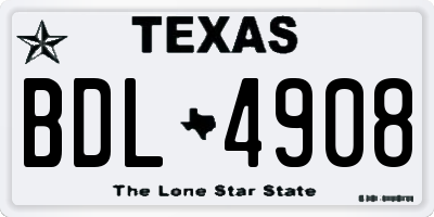 TX license plate BDL4908