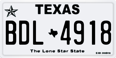 TX license plate BDL4918