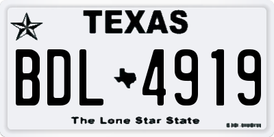 TX license plate BDL4919