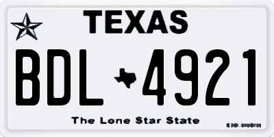 TX license plate BDL4921