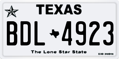 TX license plate BDL4923