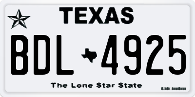 TX license plate BDL4925
