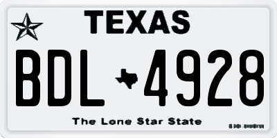 TX license plate BDL4928