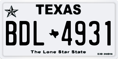 TX license plate BDL4931