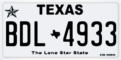 TX license plate BDL4933