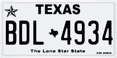 TX license plate BDL4934