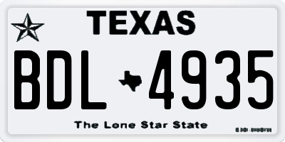 TX license plate BDL4935