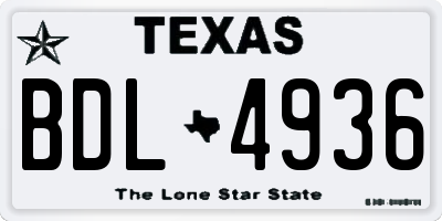 TX license plate BDL4936
