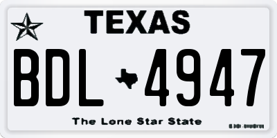 TX license plate BDL4947