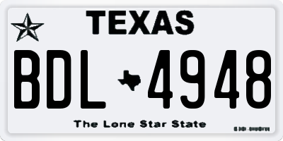 TX license plate BDL4948