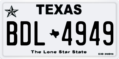 TX license plate BDL4949